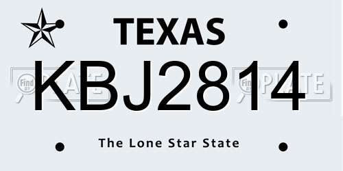 KBJ2814 Texas License Plate
