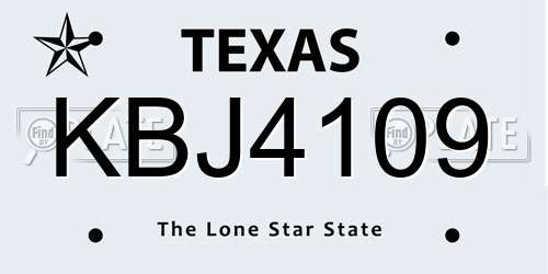 KBJ4109 Texas License Plate