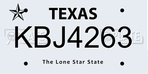 KBJ4263 Texas License Plate