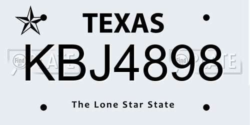 KBJ4898 Texas License Plate