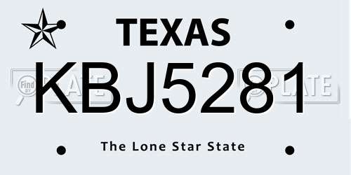 KBJ5281 Texas License Plate