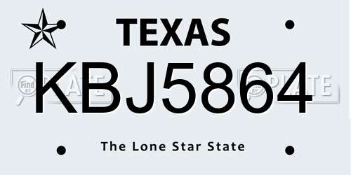 KBJ5864 Texas License Plate