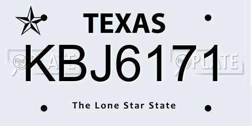 KBJ6171 Texas License Plate