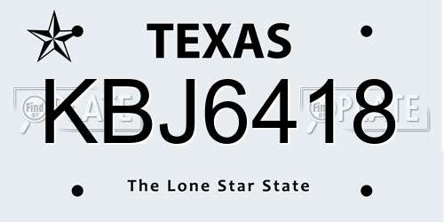 KBJ6418 Texas License Plate