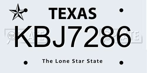 KBJ7286 Texas License Plate