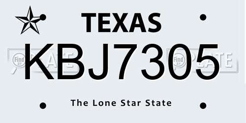 KBJ7305 Texas License Plate