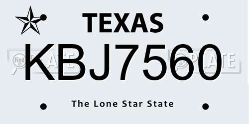KBJ7560 Texas License Plate