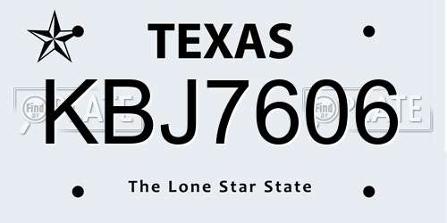 KBJ7606 Texas License Plate