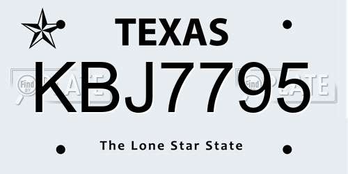 KBJ7795 Texas License Plate