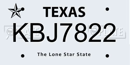 KBJ7822 Texas License Plate