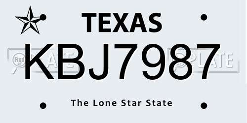 KBJ7987 Texas License Plate