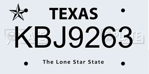 KBJ9263 Texas License Plate