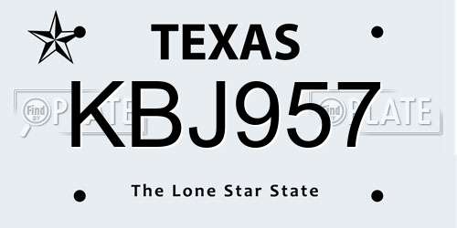 KBJ957 Texas License Plate