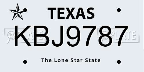 KBJ9787 Texas License Plate