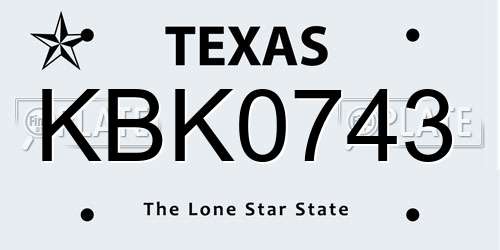 KBK0743 Texas License Plate