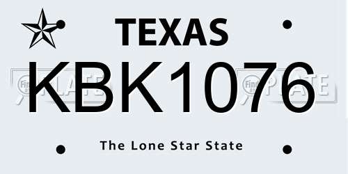KBK1076 Texas License Plate