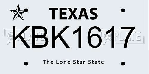 KBK1617 Texas License Plate