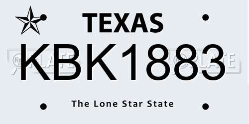 KBK1883 Texas License Plate