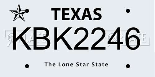 KBK2246 Texas License Plate