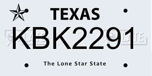 KBK2291 Texas License Plate