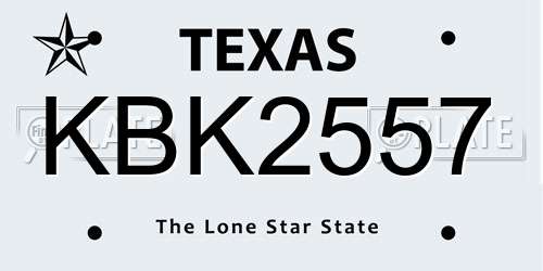 KBK2557 Texas License Plate