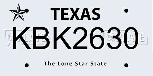 KBK2630 Texas License Plate