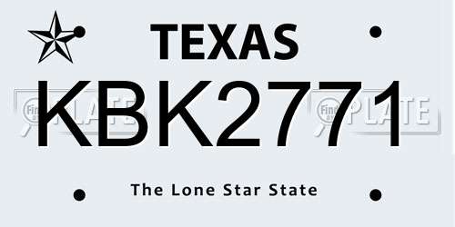 KBK2771 Texas License Plate