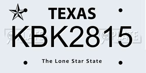 KBK2815 Texas License Plate