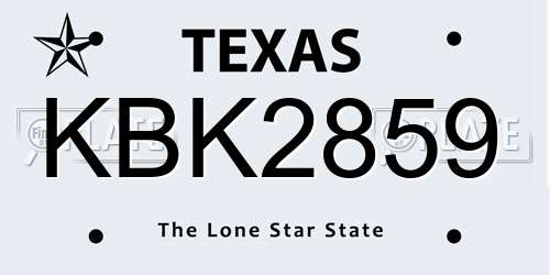 KBK2859 Texas License Plate