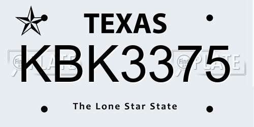 KBK3375 Texas License Plate