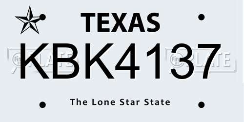 KBK4137 Texas License Plate