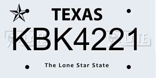 KBK4221 Texas License Plate