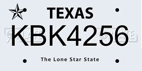 KBK4256 Texas License Plate
