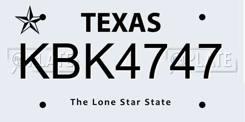 KBK4747 Texas License Plate