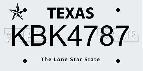 KBK4787 Texas License Plate