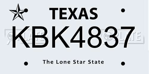 KBK4837 Texas License Plate
