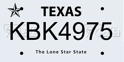 KBK4975 Texas License Plate