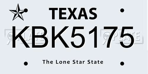 KBK5175 Texas License Plate