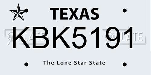 KBK5191 Texas License Plate