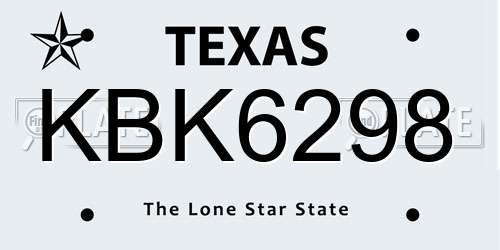 KBK6298 Texas License Plate