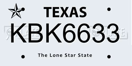 KBK6633 Texas License Plate