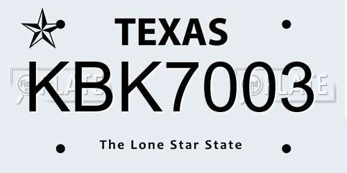 KBK7003 Texas License Plate