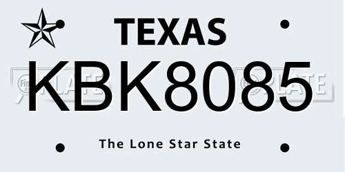 KBK8085 Texas License Plate