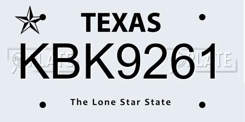 KBK9261 Texas License Plate