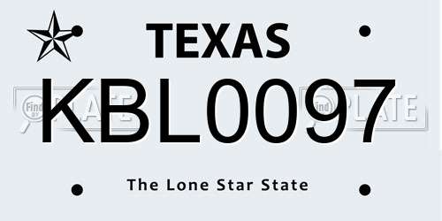 KBL0097 Texas License Plate