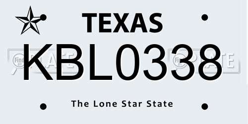 KBL0338 Texas License Plate