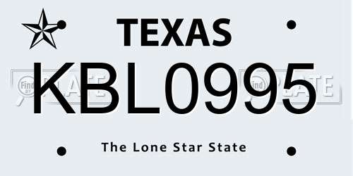 KBL0995 Texas License Plate