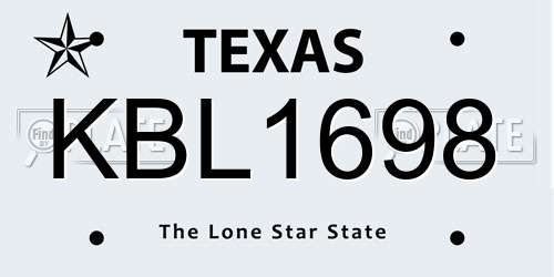 KBL1698 Texas License Plate