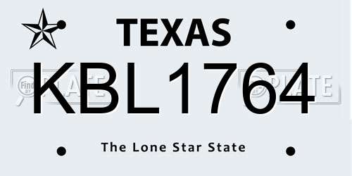 KBL1764 Texas License Plate