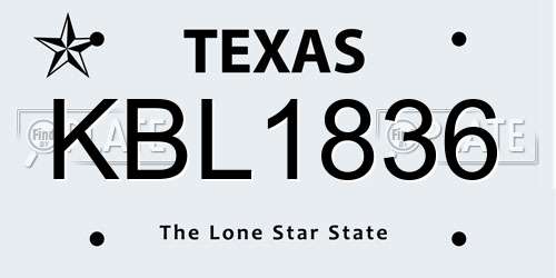 KBL1836 Texas License Plate